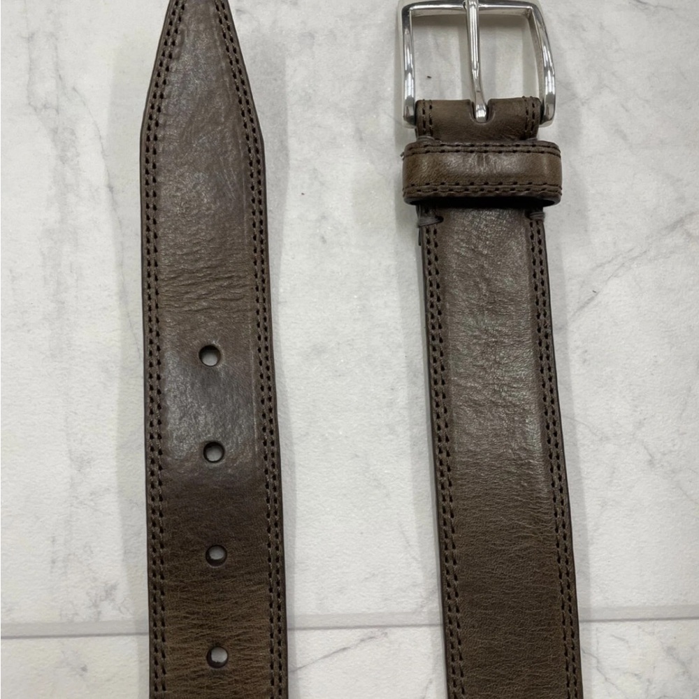John Varvatos Brown Leather Belt - Picture 3 of 15